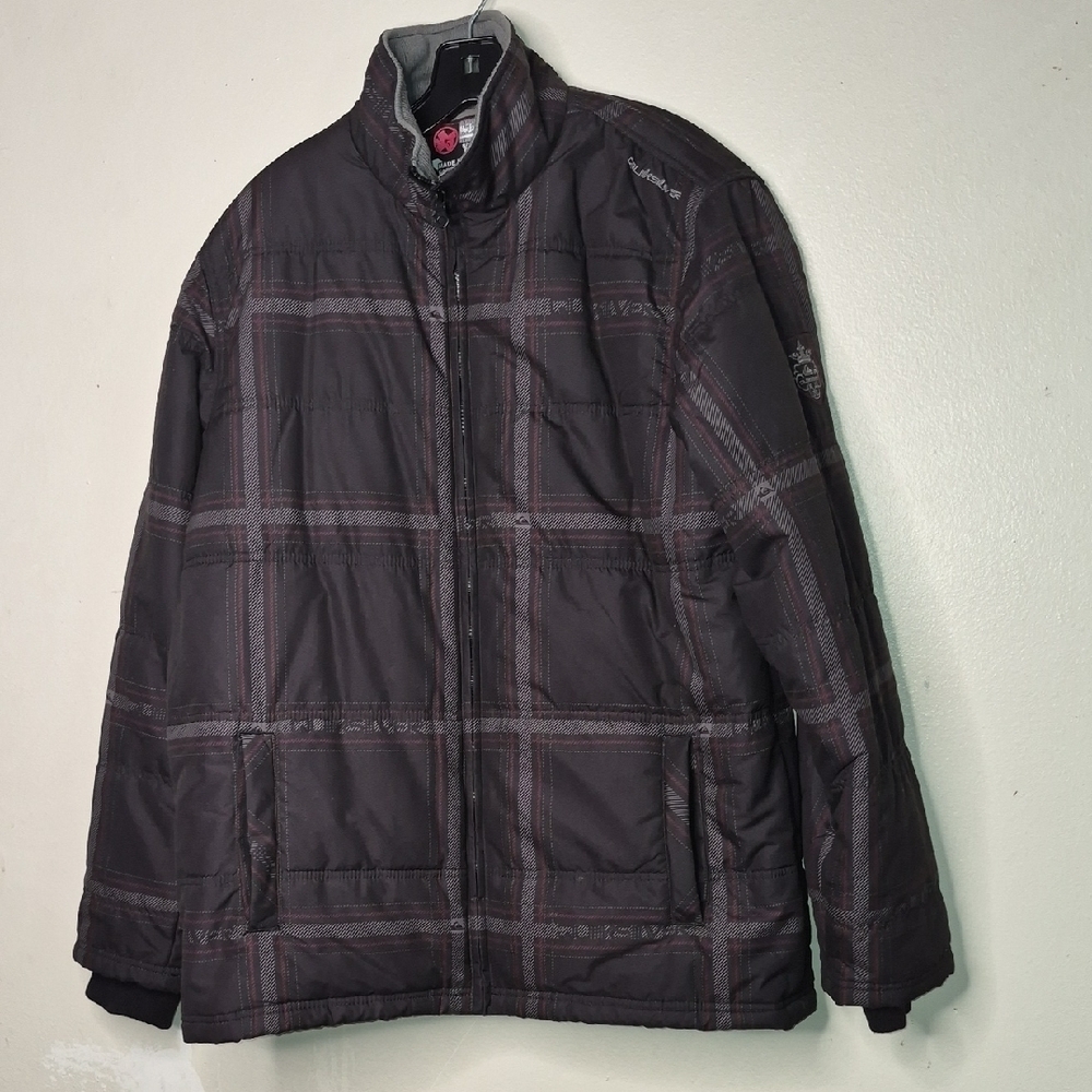 QuikSilver  Charcoal Checkered Puffer Jacket Size M